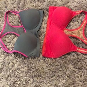 2 pink yoga sports bras